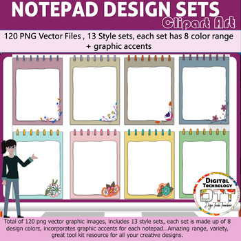 Preview of Notepad Clipart 2, Sticky Notes Clipart, Stationery Clipart, Clipboard Clipart