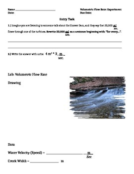 Preview of Notes & Classwork on Calculating Volume Flow Rate of a Stream