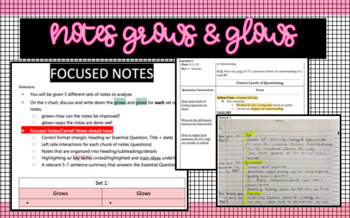 Preview of Notes Evaluation (Grows & Glows Activity)