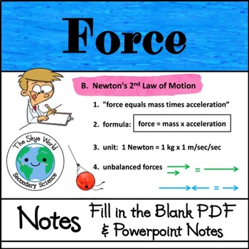 Preview of Notes - Forces - Powerpoint with Interactive Foldable Fill in the Blank Notes