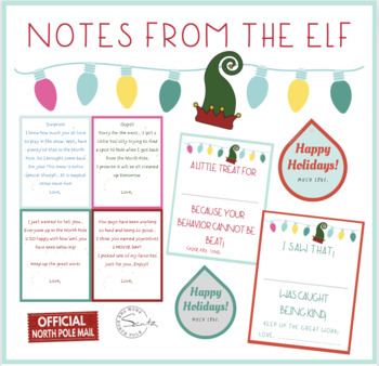 Notes From Your Classroom Elf - for kindness & good behavior, gift tags ...