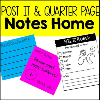 Preview of Notes Home for Deaf Education Post Its and Quarter Page