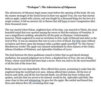 Preview of Notes: Mythology- The Odyssey- The Prologue- The Iliad (EDITABLE)