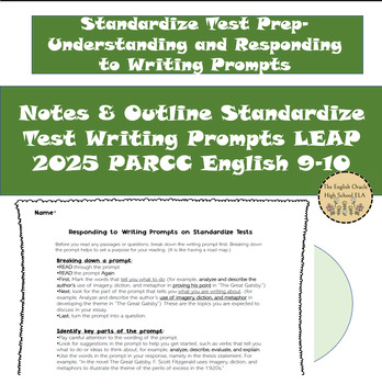 Preview of Notes & Outline Standardize Test Writing Prompts LEAP 2025 PARCC English 9-10