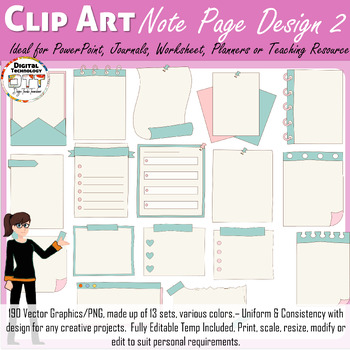 Preview of Notes Pages Clipart 2, Notepad Clipart, Sticky Note Clipart, Notes Clipart
