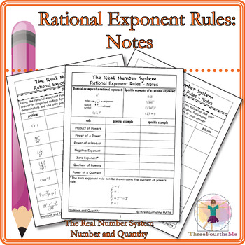 Preview of Rational Exponent Rules: Notes