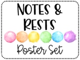 Notes & Rests Poster Set - Watercolor Rainbow