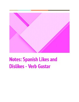 Preview of Notes: Spanish Likes and Dislikes - Verb Gustar