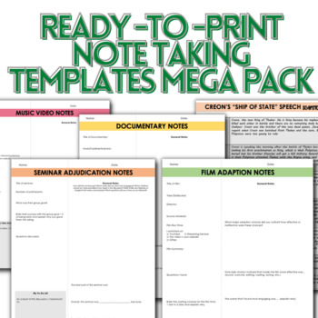 Preview of Notes Templates MEGA PACK Ready-To-Print worksheets for everything!