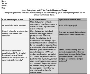 Preview of Notes: Timed Essay Tips for Accelerated/Advanced Writers ELA 9-10 (EDITABLE)