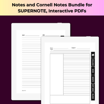 Preview of Notes and Cornell Notes Bundle for BOOX Note Air 2, Interactive PDFs