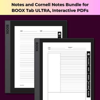 Preview of Notes and Cornell Notes Bundle for BOOX Tab ULTRA, Interactive PDFs