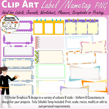 Preview of Notes and Label Vector Clipart, Name Tag Clipart, Label Clipart, Notepad Clipart