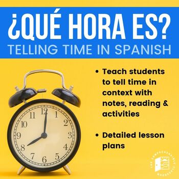 Preview of La hora: Telling time in Spanish notes and reading - Print & Paperless