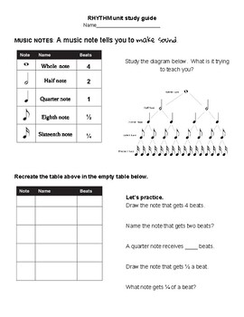 Preview of Notes and Rest Worksheet