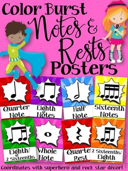 Preview of Notes and Rests Posters (Color Burst)