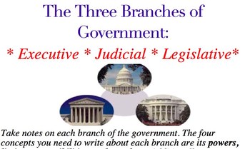 Preview of Notes and Study Guide for the Three Branches of Government