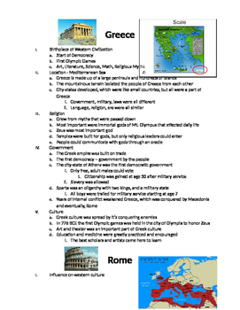 Preview of European History: Notes and Venn Diagram on Ancient Greece and Rome