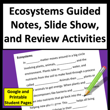 Preview of 5th Grade Science Test Prep and Guided Notes and Review for Ecosystems 5-LS1-1