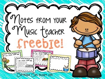 Preview of Notes from your Music Teacher FREEBIE