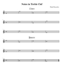 Notes in Treble Clef Lines & Spaces (worksheet)