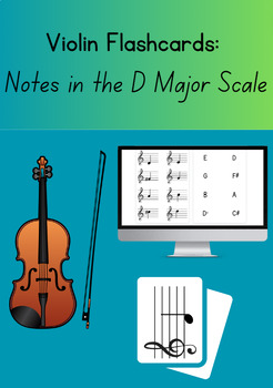 Preview of Violin Flashcards: Notes in the D Major Scale