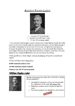 Preview of Notes on Andrew Fisher and William Hughes