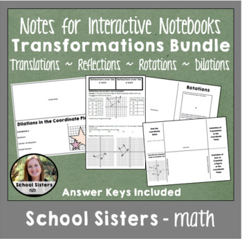 Preview of Notes on Transformations in the Coordinate Plane for Interactive Notebooks