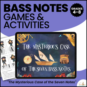 Preview of Notes on the Bass Clef Mystery Music Game | Digital and Printable