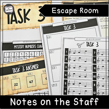 Preview of Notes on the Treble Clef Music Class Escape Room Low to No Prep Activity