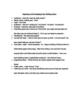 Preview of Notes/Handout for Exploring and Developing Writing