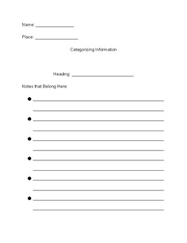 Preview of Notetaking Template for Research Projects