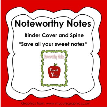 Preview of Noteworthy Notes *save all your sweet notes* Binder cover and spine