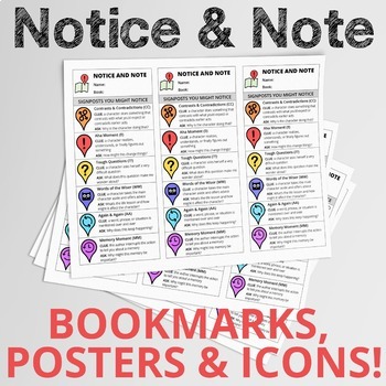 Preview of Notice & Note Bundle: Bookmarks, Posters, and Icons