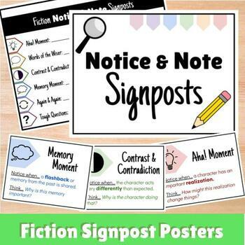 Preview of Notice & Note FICTION Posters + Note-Taking Sheet