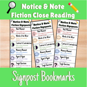 Preview of Notice & Note FICTION Signpost Bookmarks with Anchor Questions