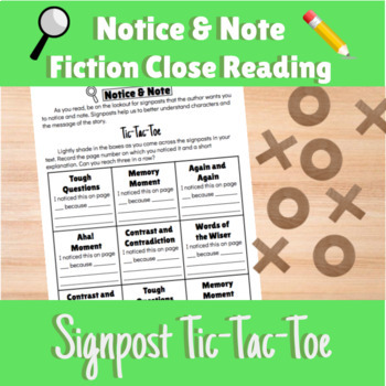 Preview of Notice & Note FICTION Tic-Tac-Toe