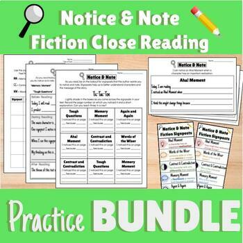Preview of Notice & Note Fiction Practice Worksheets BUNDLE