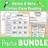 Notice & Note Fiction Practice Worksheets BUNDLE