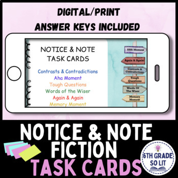 Preview of Notice & Note Fiction Task Cards | Digital/Print