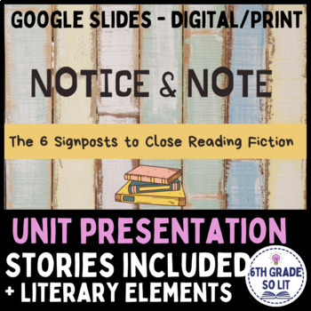 Preview of Notice & Note Fiction Unit Google Slides Presentation