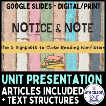 Preview of Notice & Note NONFICTION Unit Google Slides Presentation