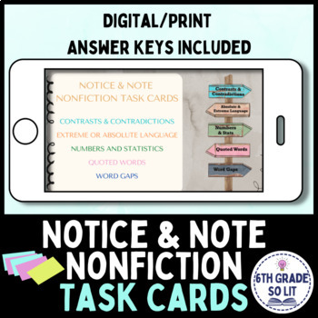 Preview of Notice & Note Nonfiction Task Cards | Digital/Print