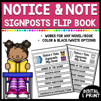Preview of Notice & Note Signposts Flip Book (for any novel/book)- Google Classroom & Print