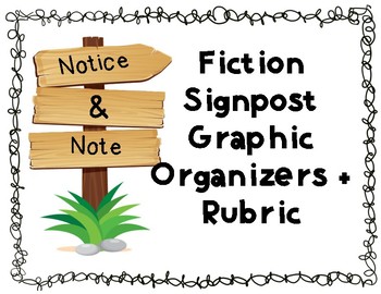Preview of Notice and Note Fiction Signposts Graphic Organizers + Rubric