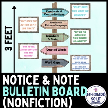 Preview of Notice and Note NONFICTION Signpost Bulletin Board Poster