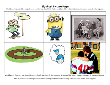 Preview of Notice and Note Fiction Signpost picture page TIERED