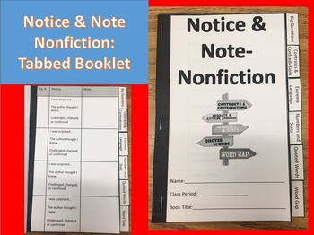Preview of Notice and Note Nonfiction Tabbed Booklet