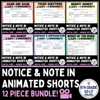 Preview of Notice and Note - Animated Shorts BUNDLE | Distance Learning/ Google Classroom