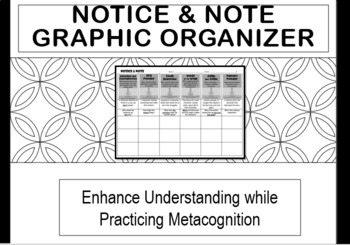Preview of Notice and Note Strategy Graphic Organizer